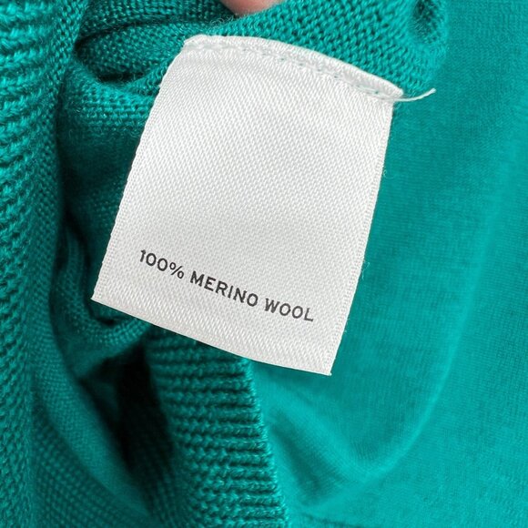 Halogen Teal Blue Merino Wool 3/4 Sleeve Sweater Size Small - Picture 11 of 14